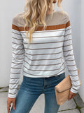 Striped Long Sleeve Stretch T Shirt Casual Top - Southern Shores Clothing