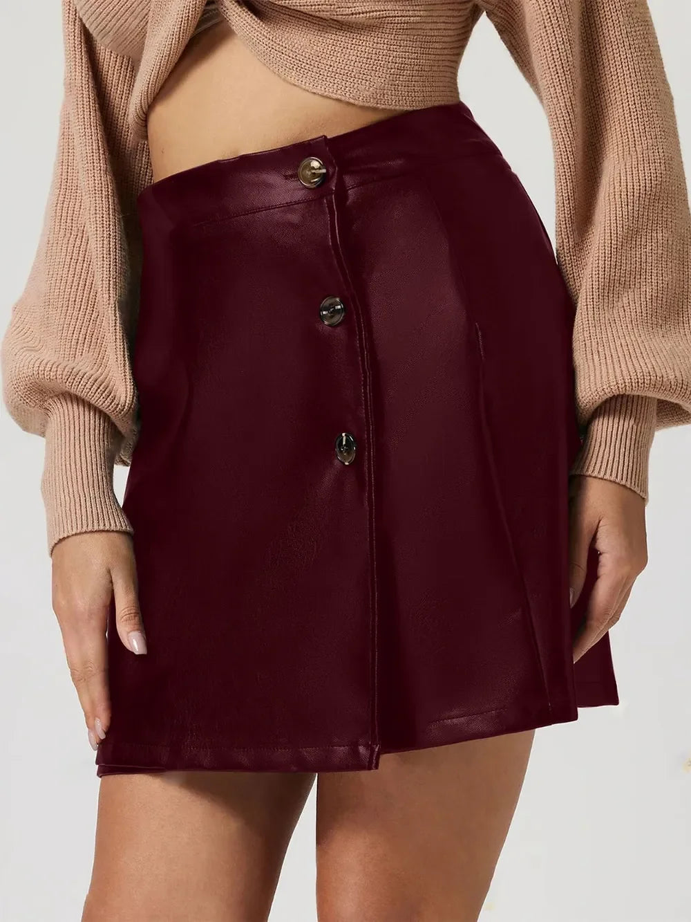 Buttoned High Rise Mini Skirt Chic Casual - Southern Shores Clothing