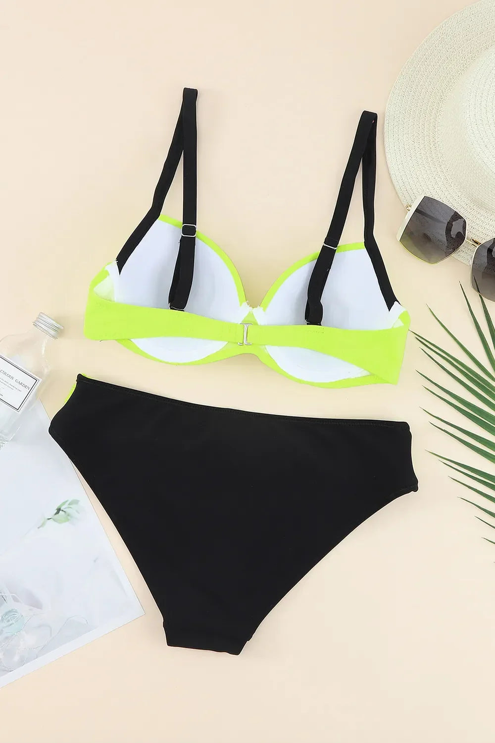 Contrast Sweetheart Neck Bikini Set With Nonremovable Padding - Southern Shores Clothing