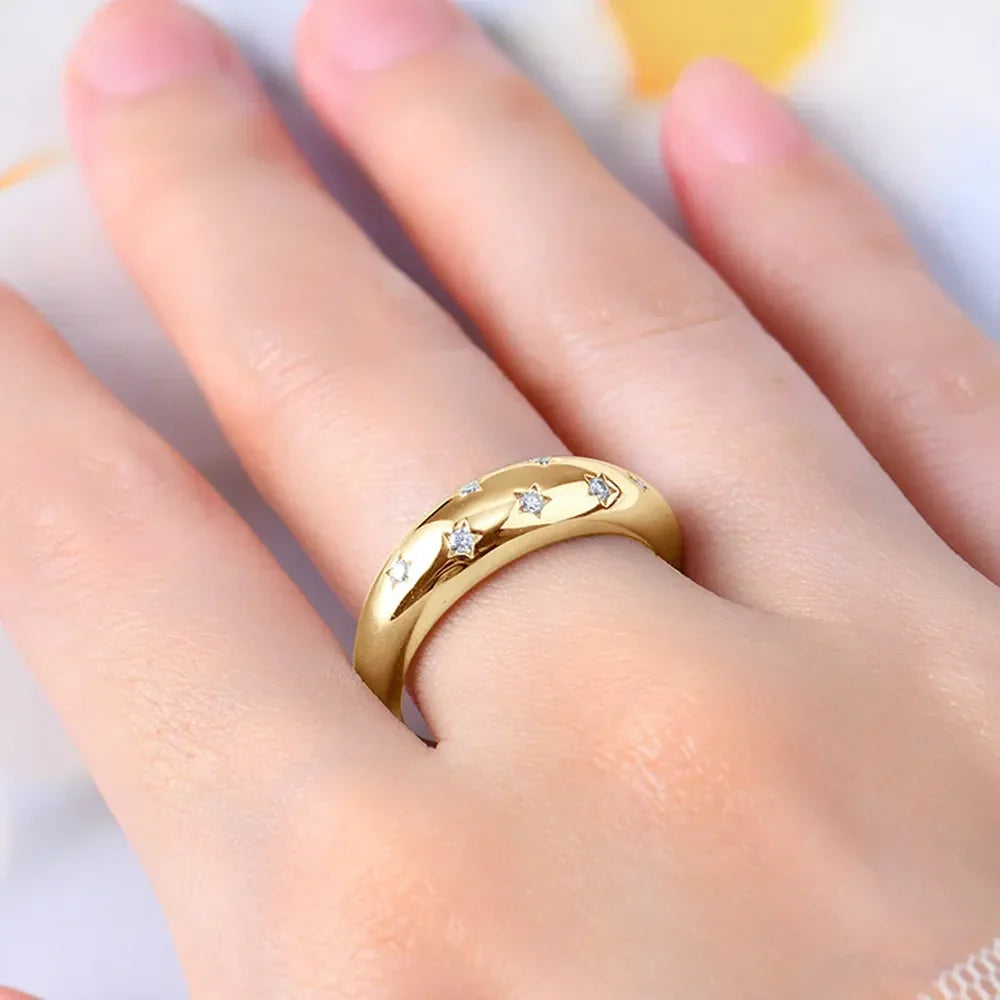 Sterling Silver Inlaid Moissanite Star Ring - Southern Shores Clothing