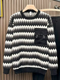 Plus Size Striped Round Neck Sweater Cozy - Southern Shores Clothing
