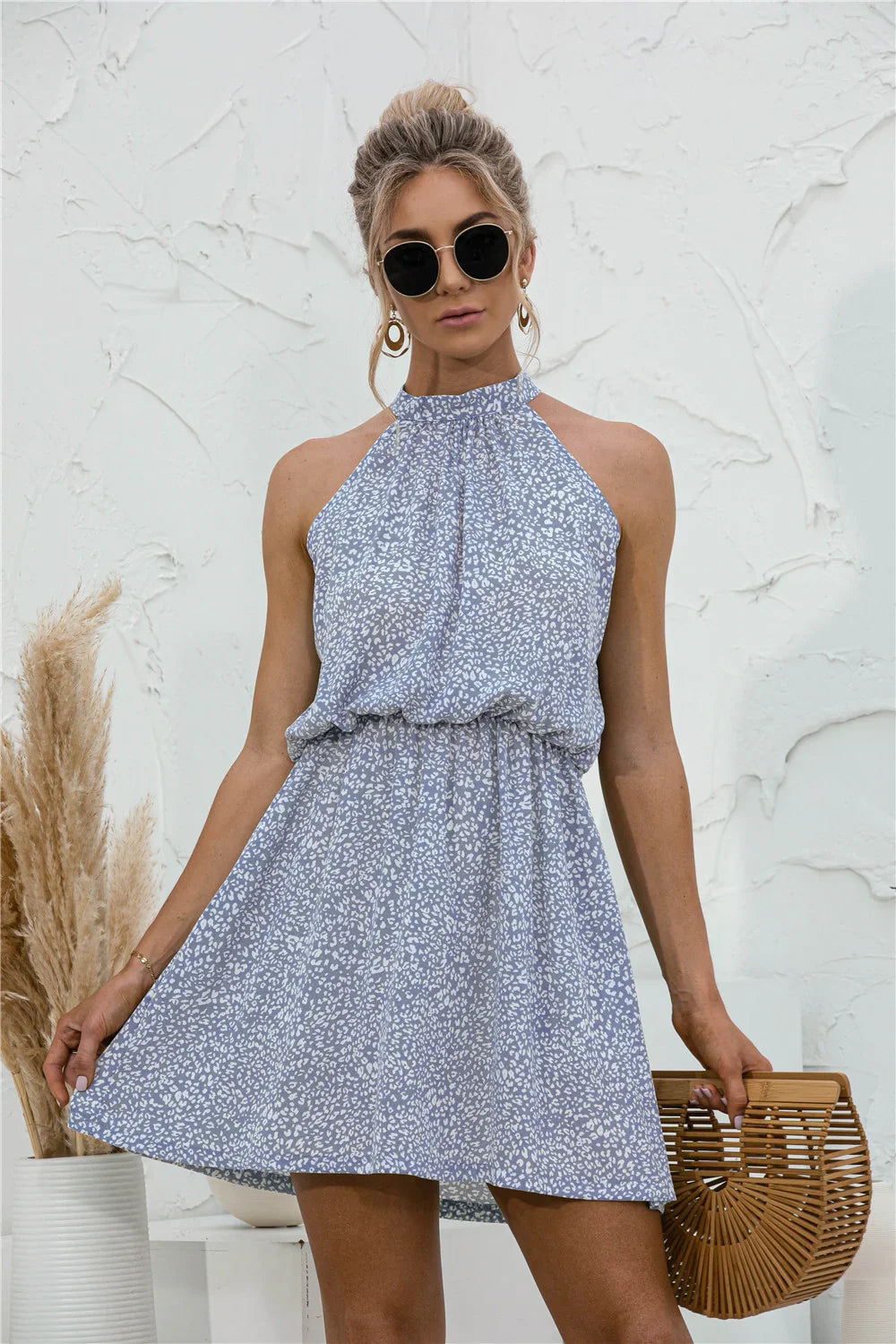 Floral Tied Sleeveless Mini Dress - Southern Shores Clothing