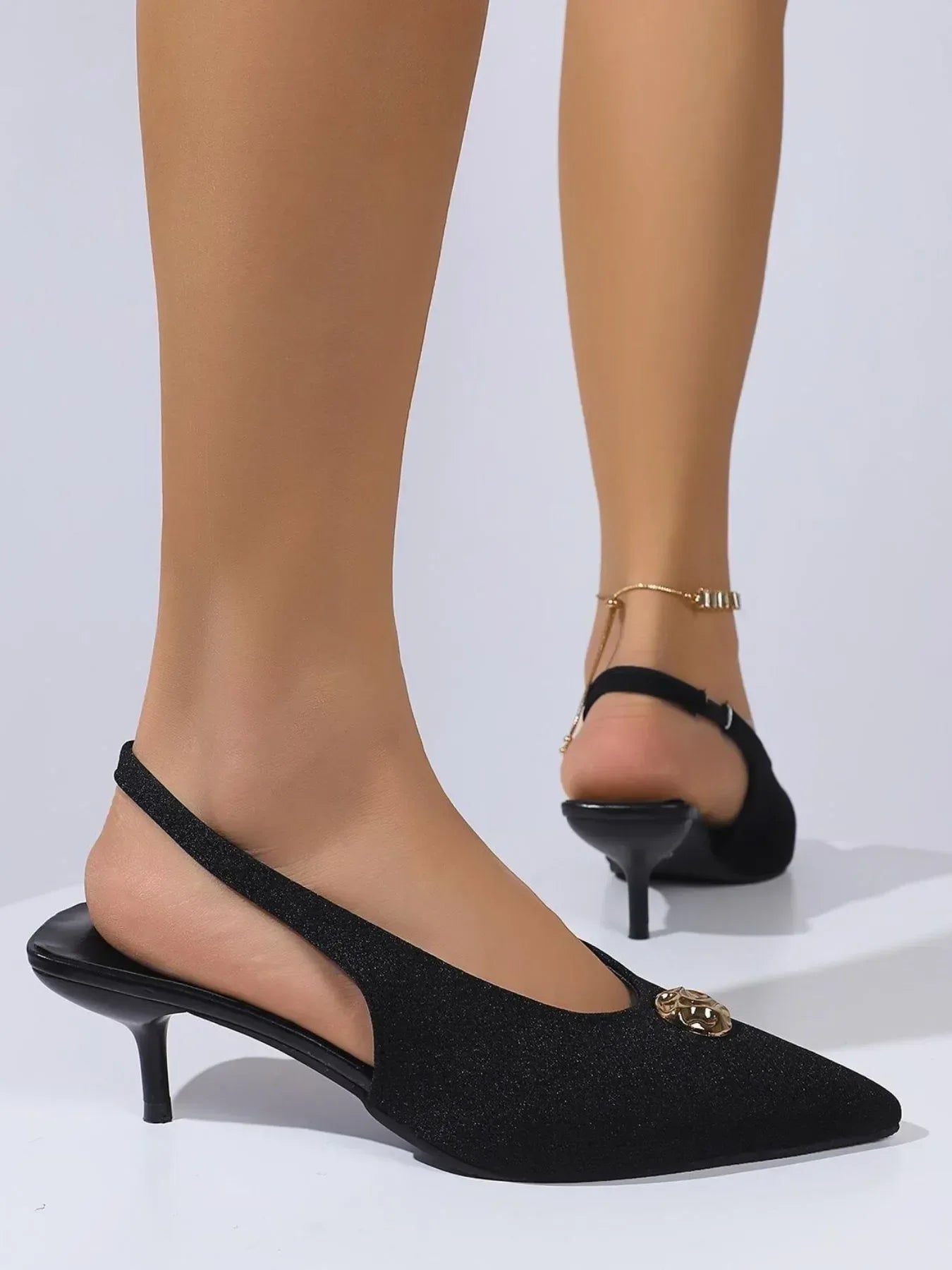 Classic Slingback Pointed Toe Mid Heel Pumps - Southern Shores Clothing