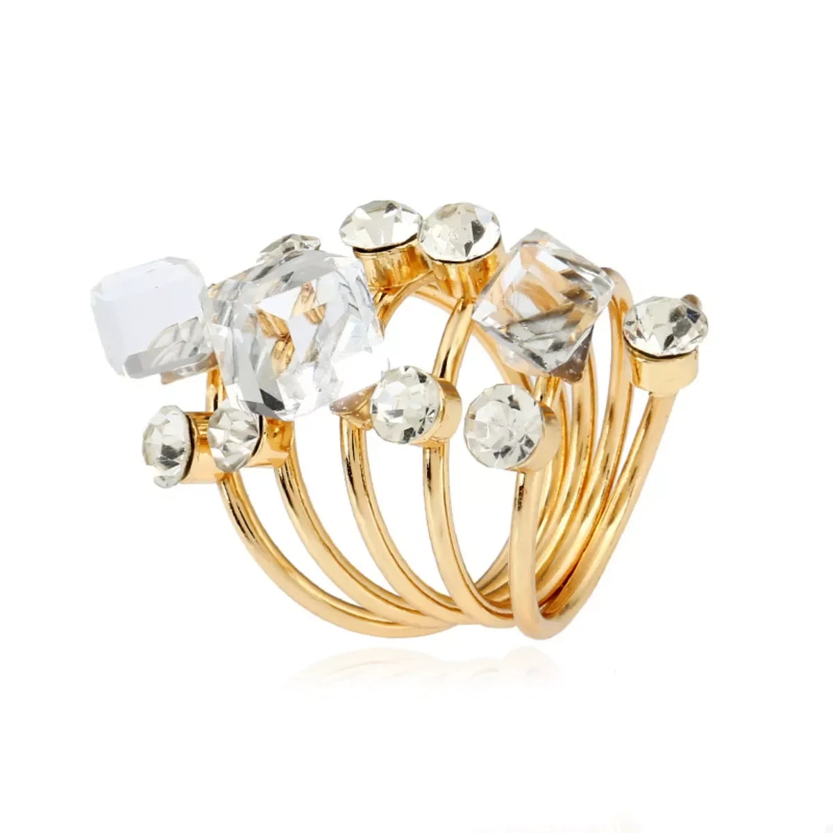 18K Gold-Plated Multi-Layer Crystal Ring - Southern Shores Clothing