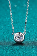 Sterling Silver Moissanite Round Pendant Necklace - Southern Shores Clothing