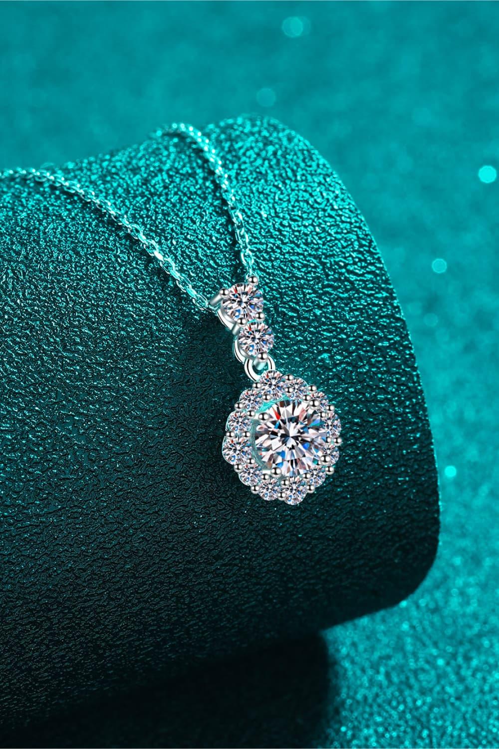 1 Carat Moissanite Sterling Silver Necklace - Southern Shores Clothing