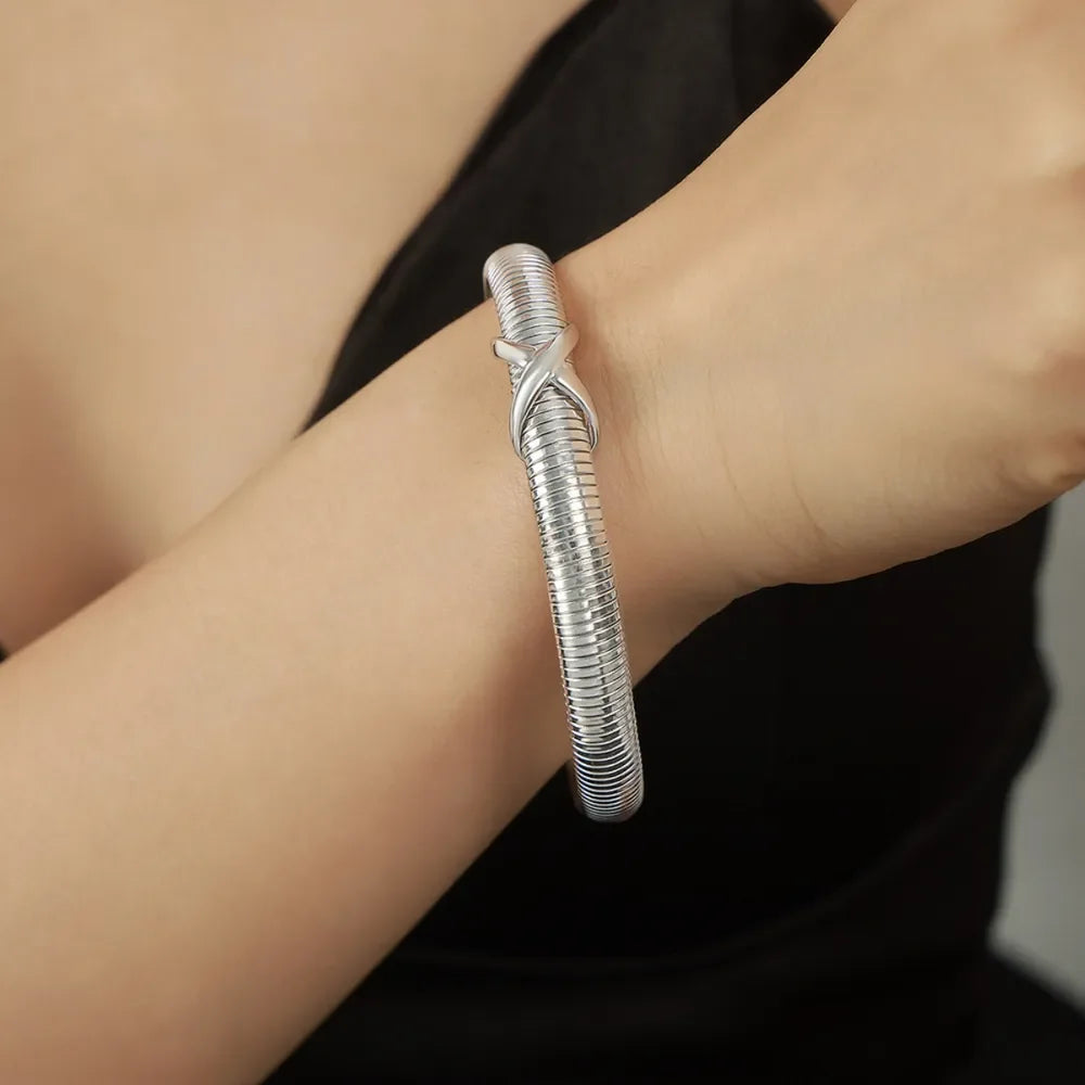 18K Gold Plated Titanium Steel Spring Shape Bracelet - Southern Shores Clothing