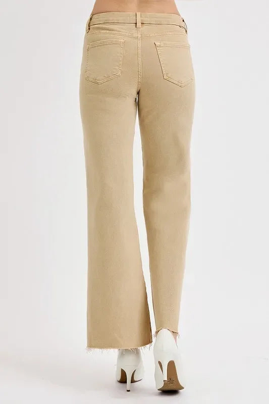 Plus Size Wide Leg Raw Hem Denim Jeans Stretch - Southern Shores Clothing