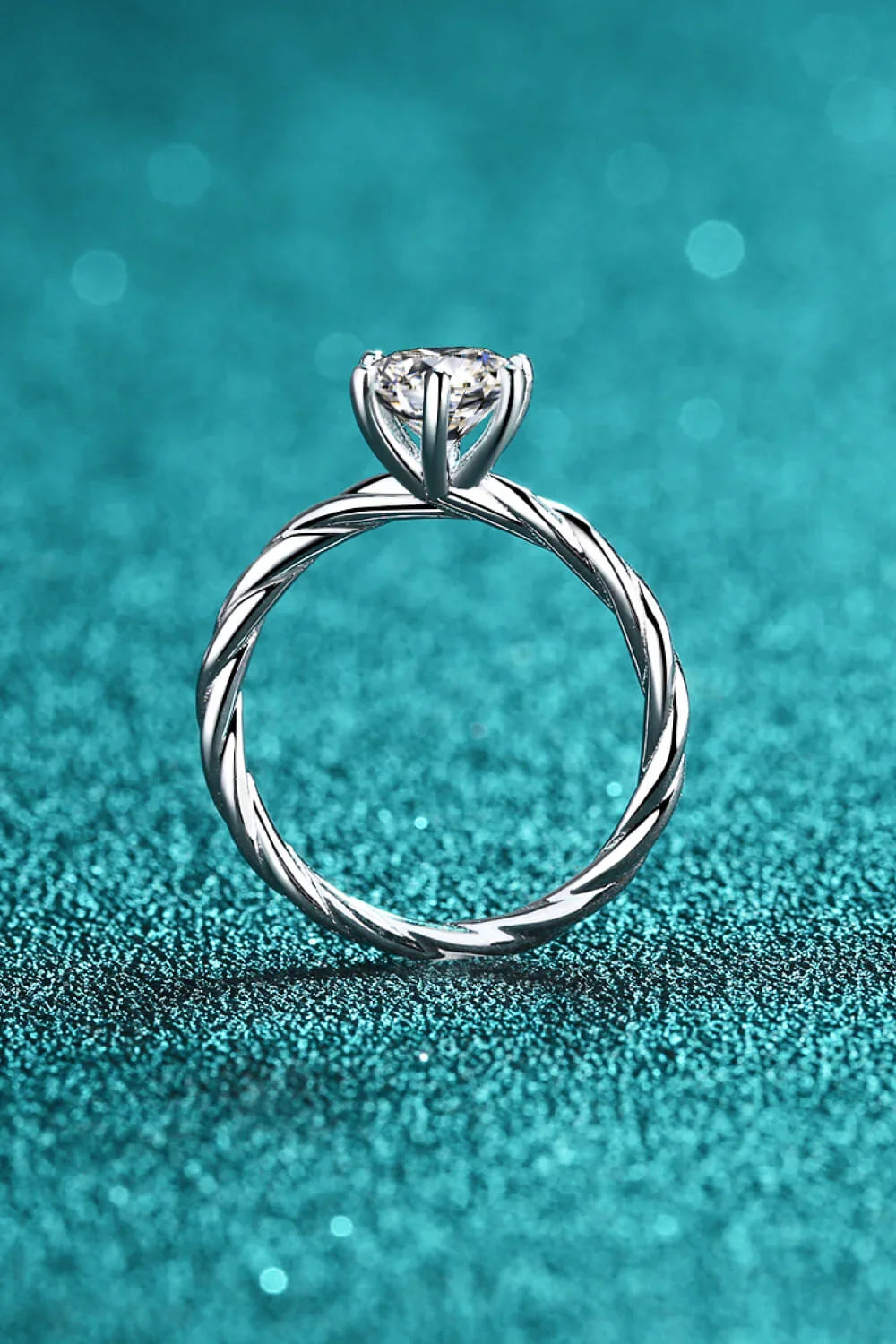 1 Carat Moissanite Sterling Silver Twisted Ring - Southern Shores Clothing