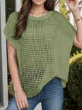 Openwork Round Neck Short Sleeve Cover-Up - Southern Shores Clothing