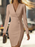 Long Sleeve Blazer Dress With Button Detail - Southern Shores Clothing