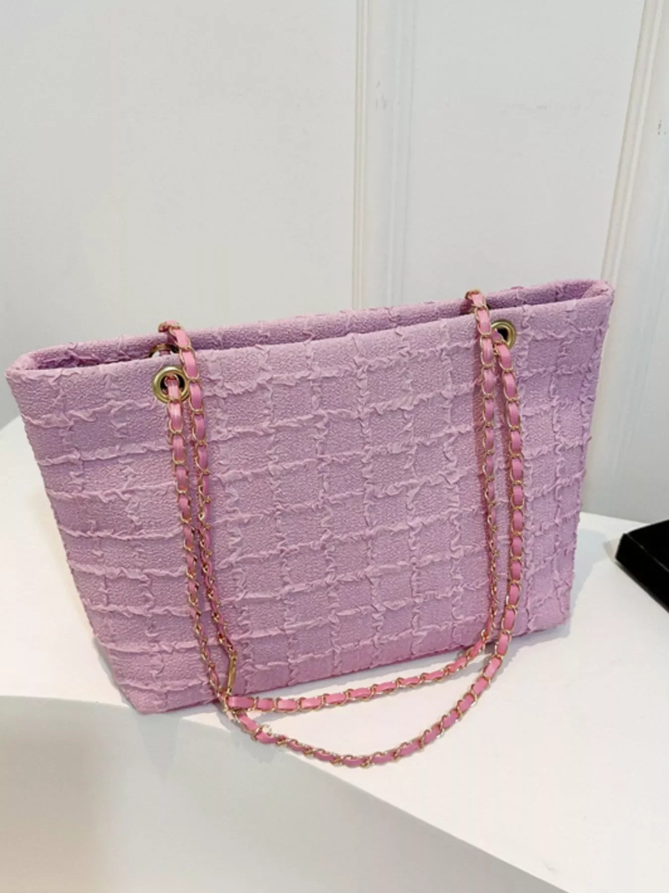Classic Tweed Chain Shoulder Bag Polyester - Southern Shores Clothing