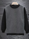 Plus Size Striped Stretch Crew Neck Sweater - Southern Shores Clothing