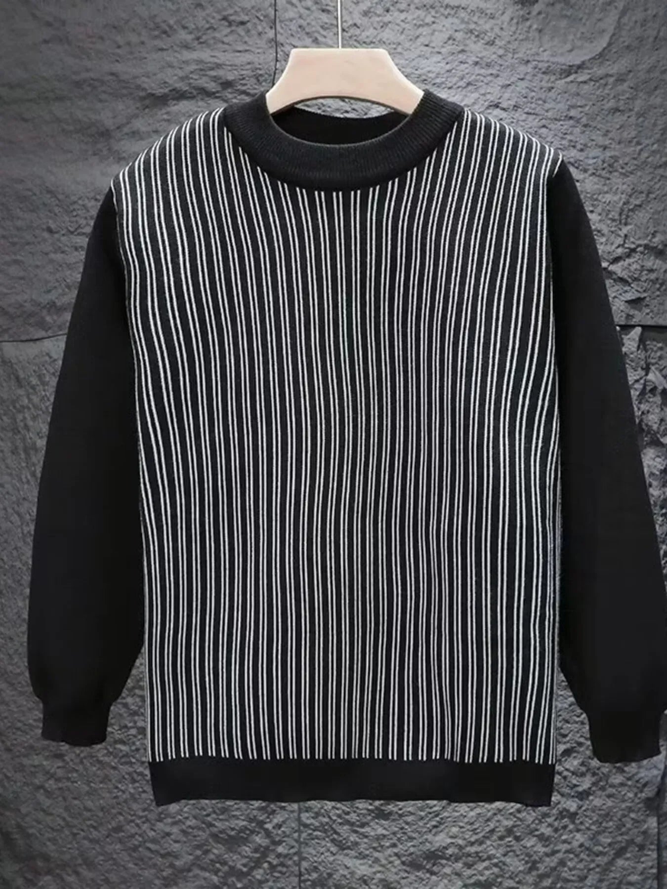 Plus Size Striped Stretch Crew Neck Sweater - Southern Shores Clothing