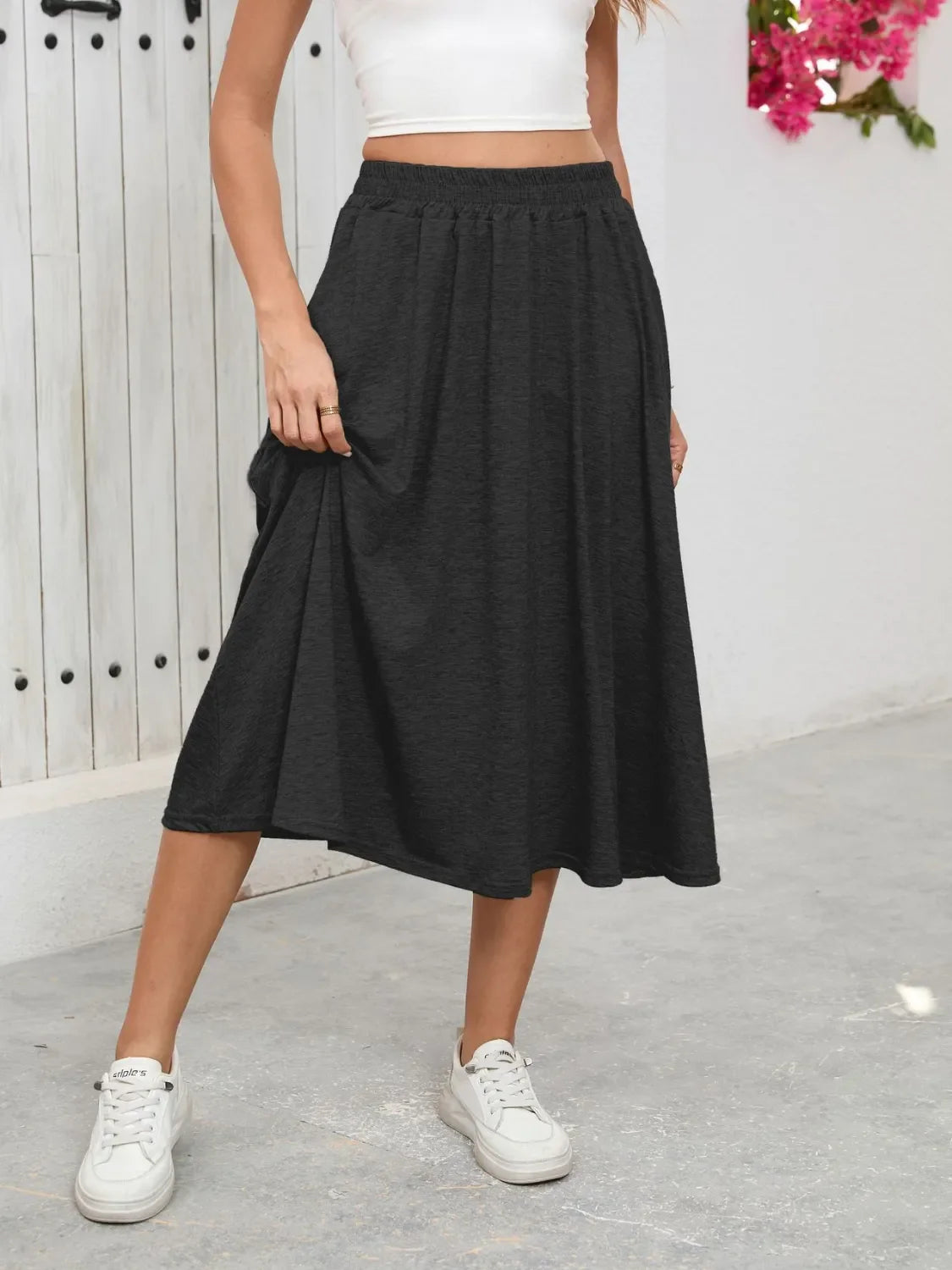 Relaxed Fit Elastic Waist Skirt With Pockets - Southern Shores Clothing