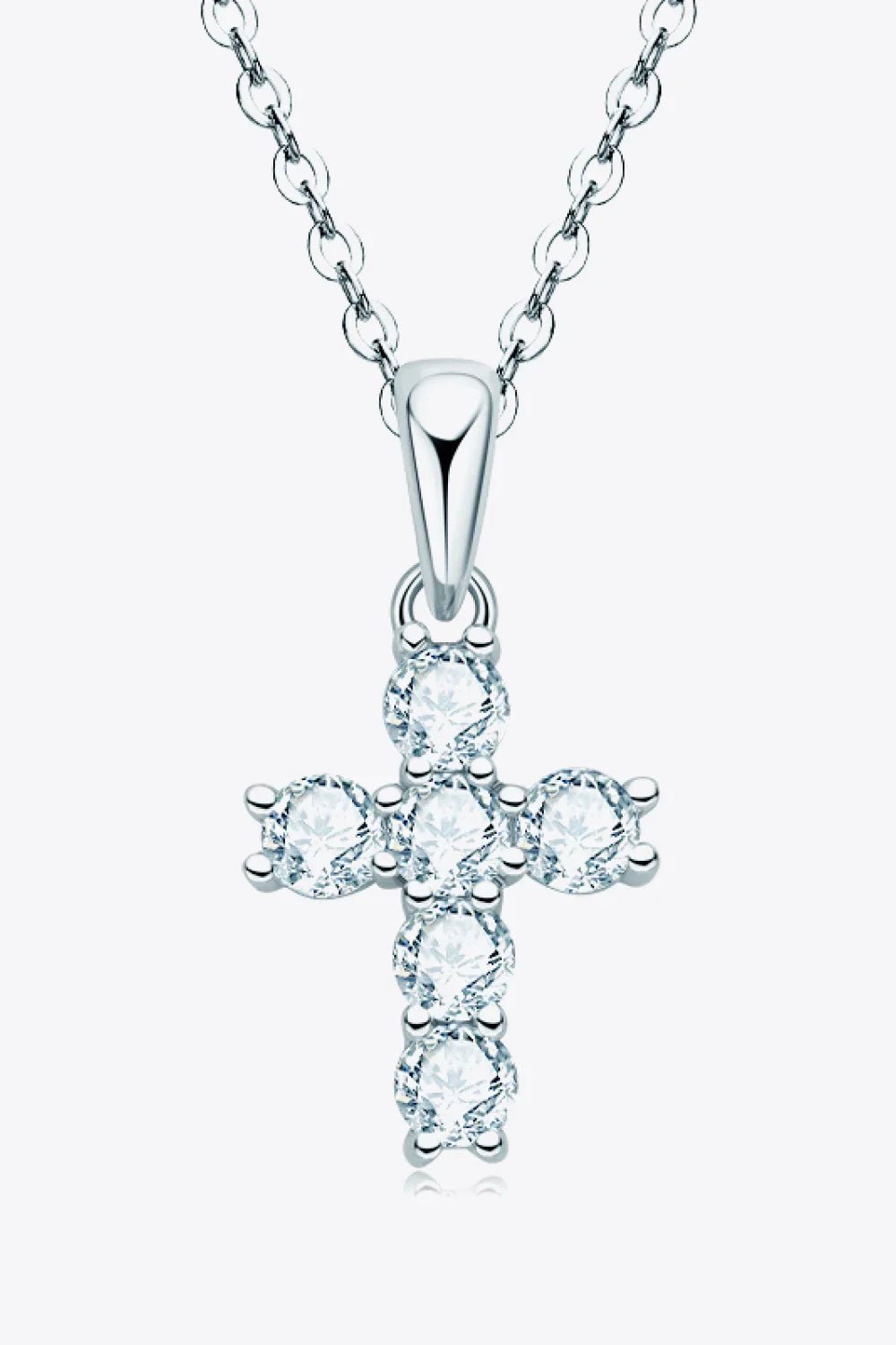 Sterling Silver Cross Moissanite Pendant Necklace Classic