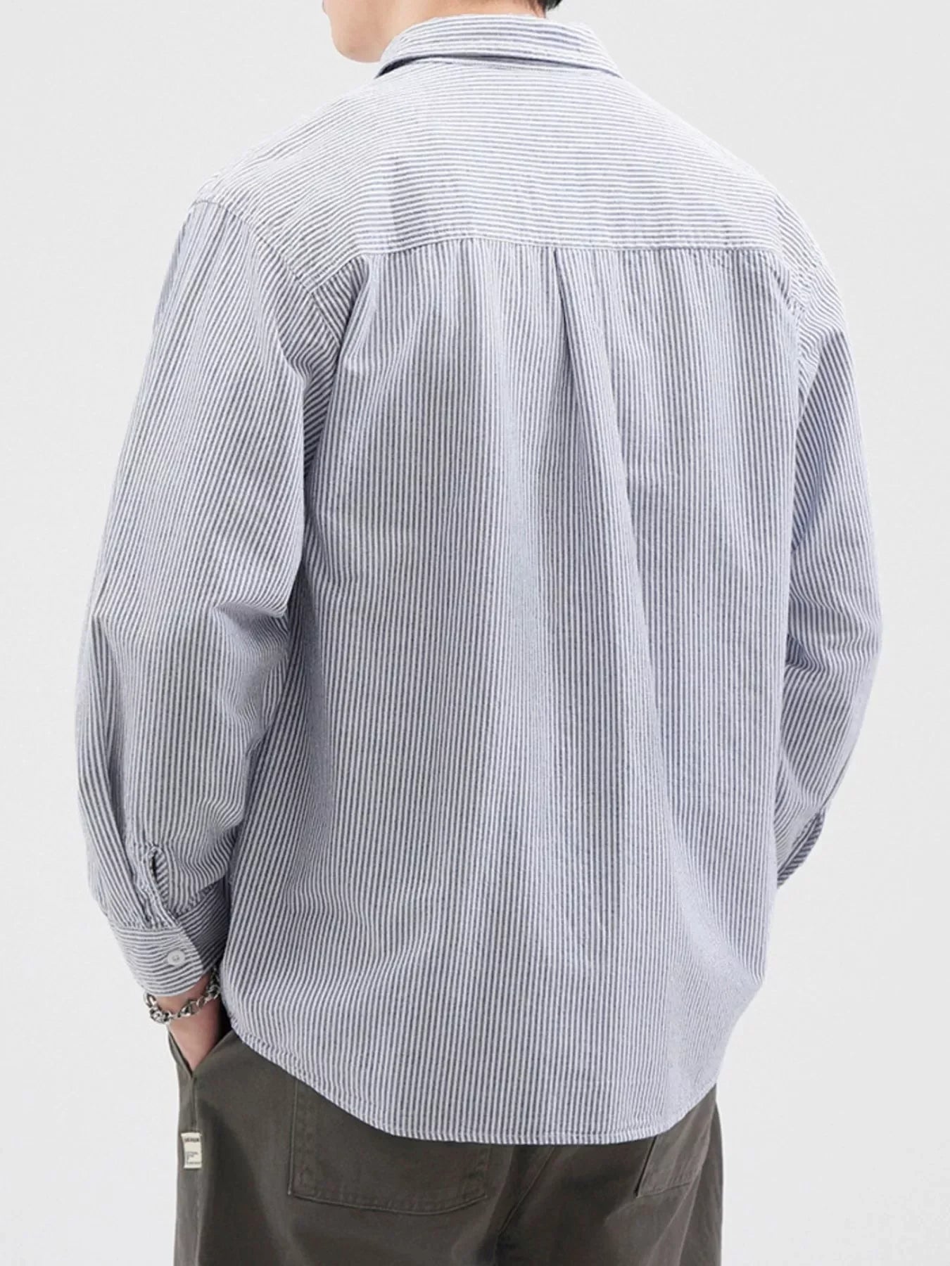 Plus Size Striped Cotton Button-Up Shirt - Southern Shores Clothing