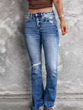Beach Inspired Distressed Flare Jeans With Pockets - Southern Shores Clothing