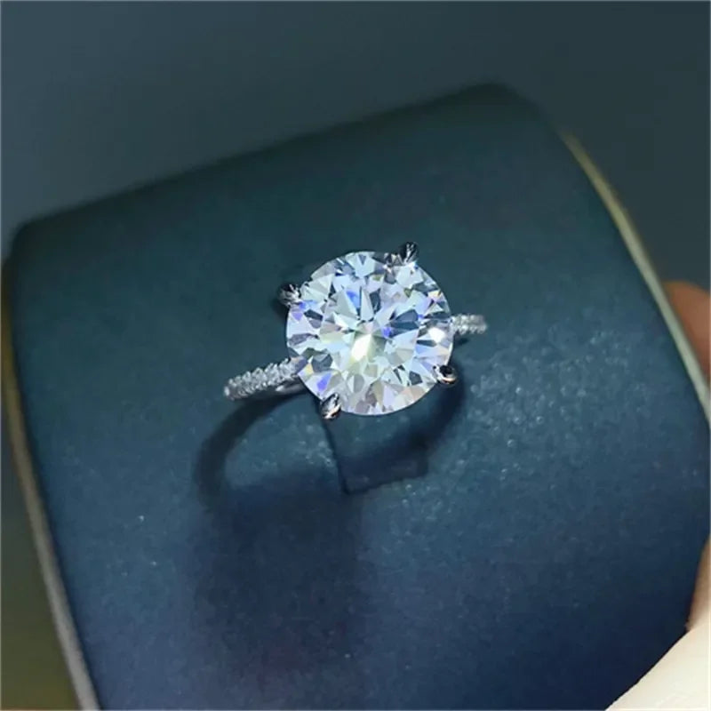 5 Carat Moissanite Sterling Silver Ring With Zircon Accents - Southern Shores Clothing