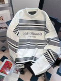 Cozy Striped Round Neck Sweater Plus Size - Southern Shores Clothing