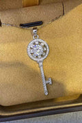 1 Carat Moissanite Key Pendant Necklace Platinum Plated - Southern Shores Clothing