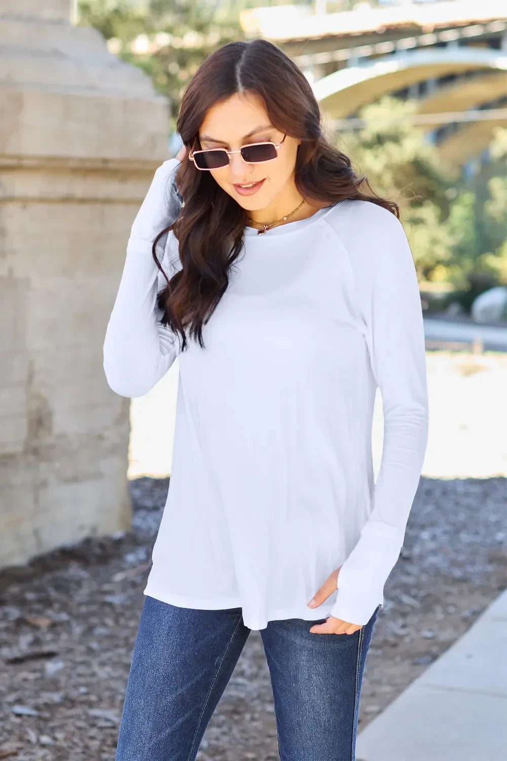 Classic Round Neck Long Sleeve T Shirt Basic - Southern Shores Clothing