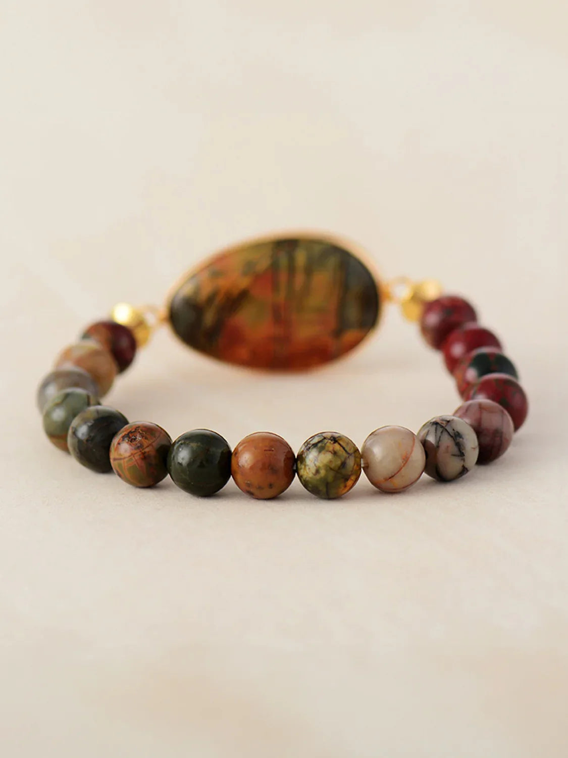 Natural Stone Beaded Geometric Bracelet Rose Gold Accent - Southern Shores Clothing