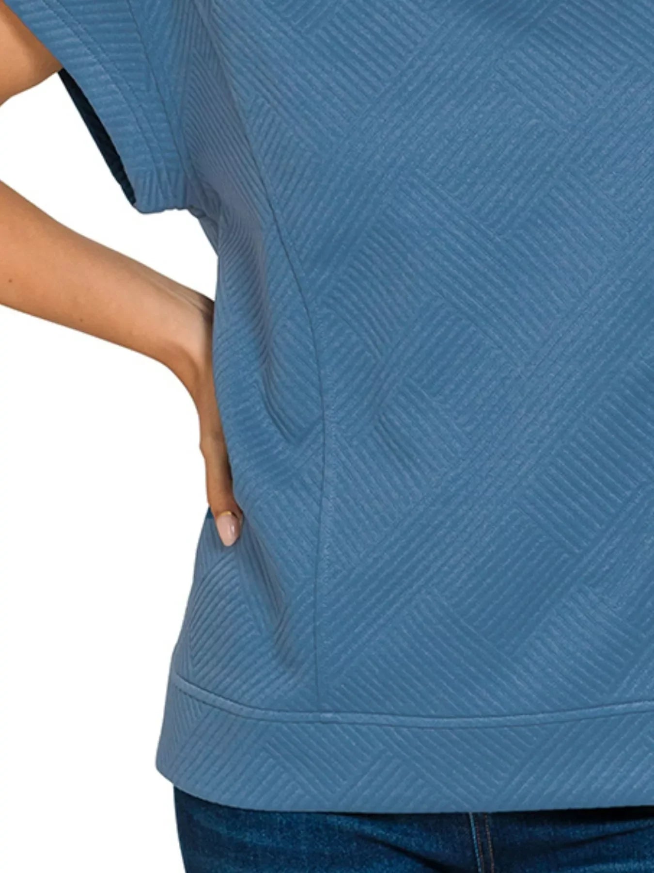 Textured Knit Jacquard Short Sleeve Top Relaxed Fit - Southern Shores Clothing
