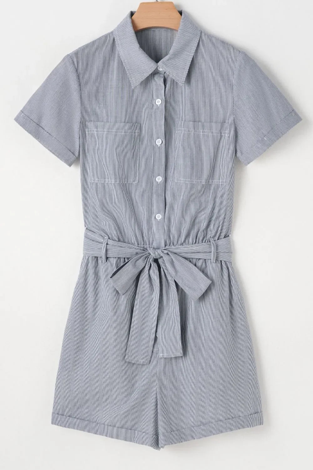 Cotton Tie Waist Romper With Chest Pockets - Southern Shores Clothing