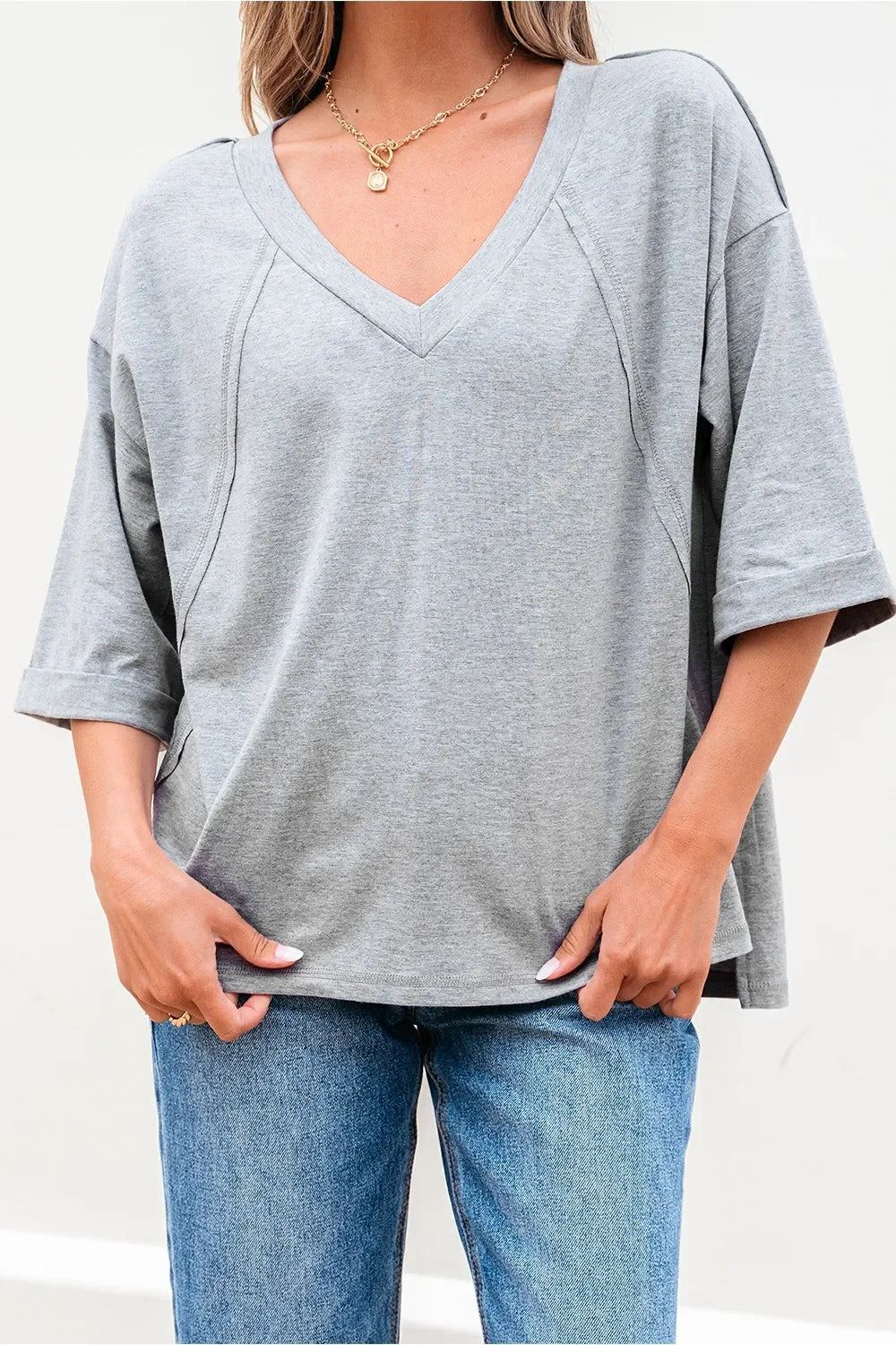 Oversized Raglan V-Neck T-Shirt Half Sleeve - Southern Shores Clothing