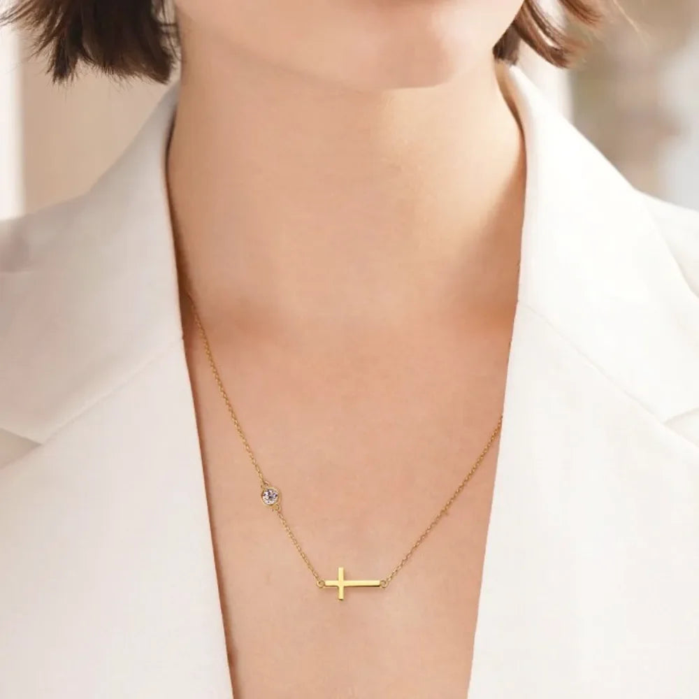 Moissanite Cross Necklace Sterling Silver - Southern Shores Clothing