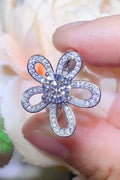 1 Carat Moissanite Flower Shape Open Ring Platinum Plated - Southern Shores Clothing