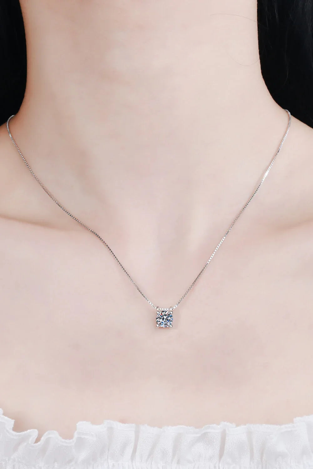 1 Carat Moissanite Sterling Silver Chain Necklace - Southern Shores Clothing