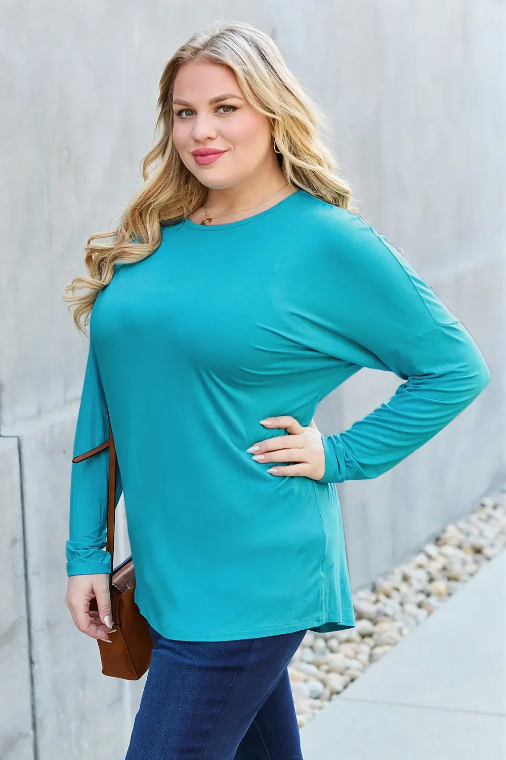 Round Neck T Shirt With Dropped Shoulder - Southern Shores Clothing