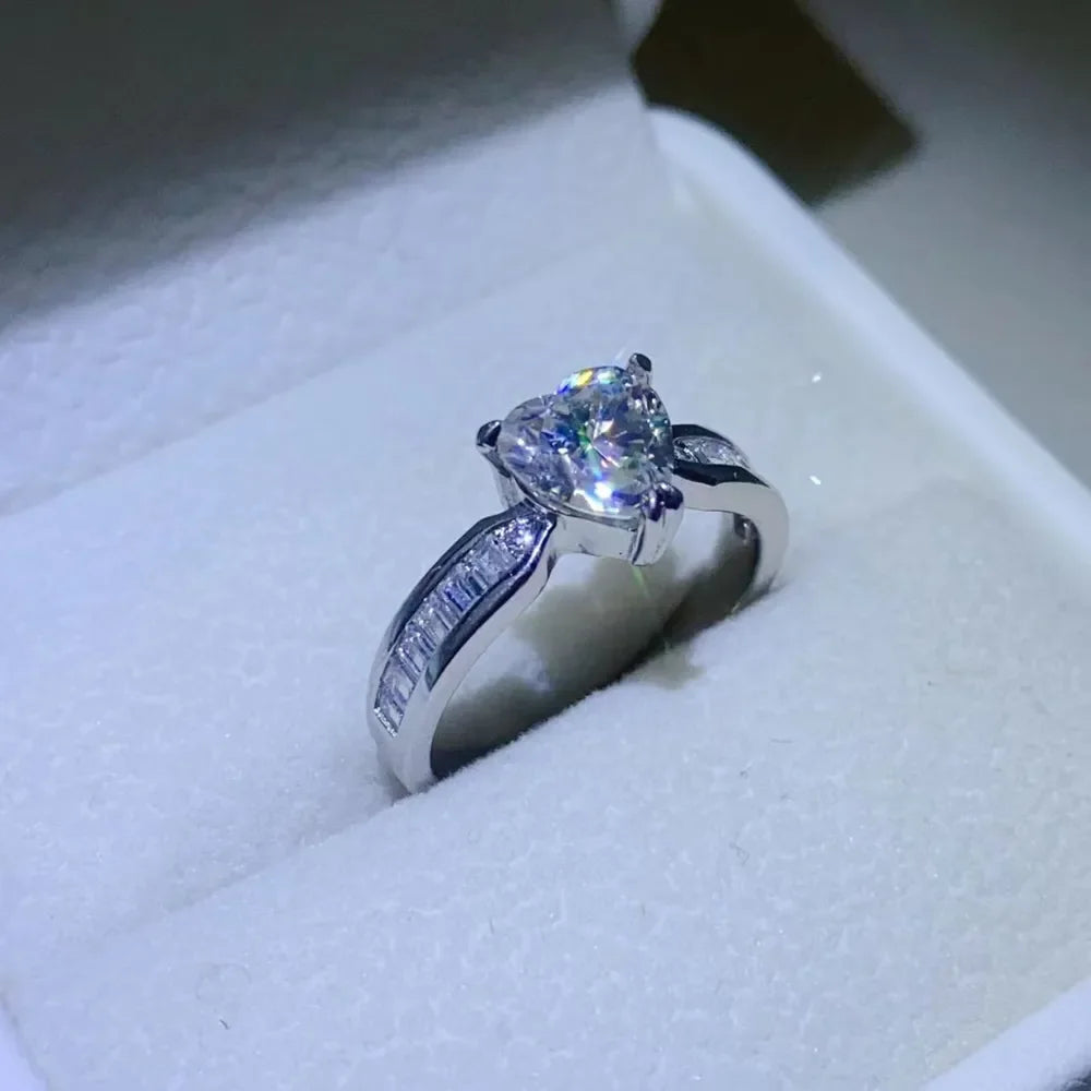 1 Carat Moissanite Sterling Silver Ring With Zircon Accents - Southern Shores Clothing