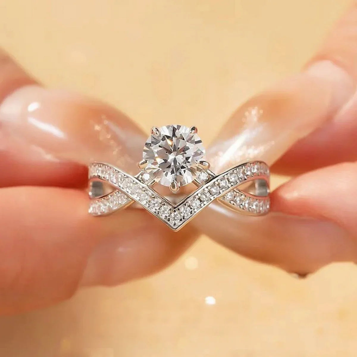 Moissanite Ring 1 Carat 925 Sterling Silver With Pave Band - Southern Shores Clothing