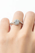 1 Carat Moissanite Crisscross Sterling Silver Ring - Southern Shores Clothing