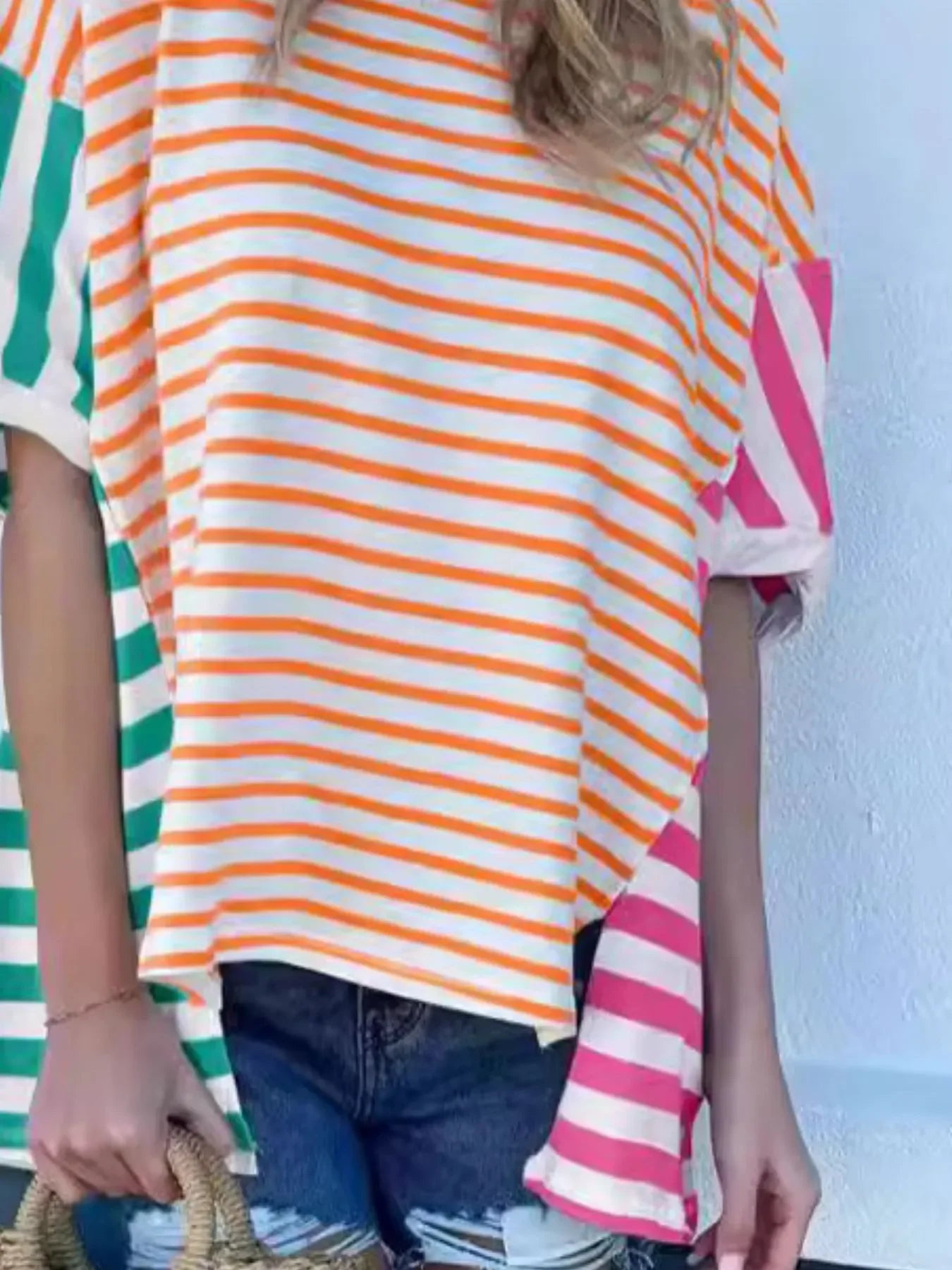 Striped Oversized T Shirt With Relaxed Fit - Southern Shores Clothing