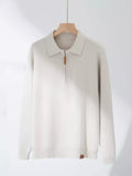 Plus Size Stretch Knitted Half-Zip Pullover