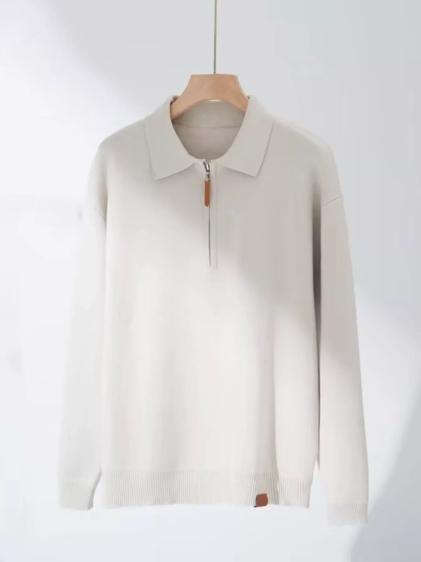 Plus Size Stretch Knitted Half-Zip Pullover