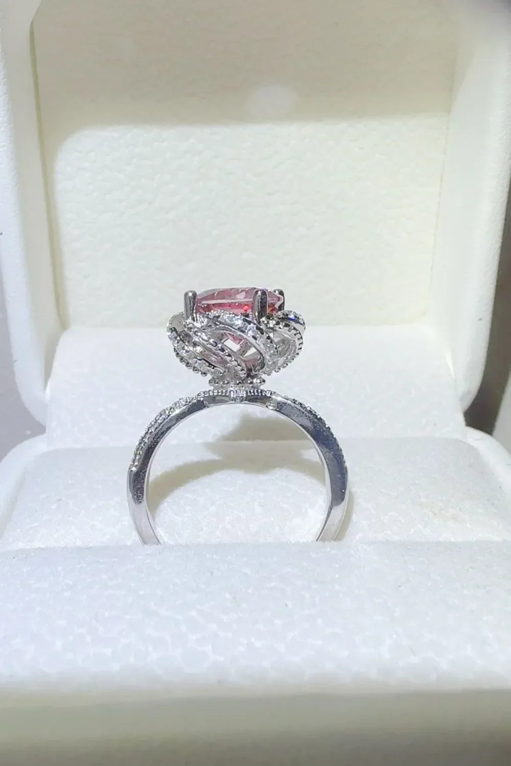 2 Carat Moissanite Sterling Silver Flower Halo Ring - Southern Shores Clothing