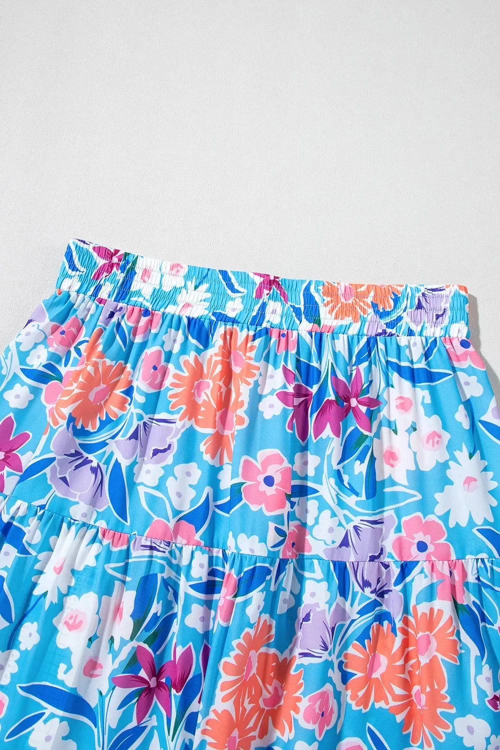 Nautical Floral Print High Waist Split Skirt Silhouette - Southern Shores Clothing