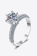 Moissanite Ring With Side Stones In Sterling Silver - Southern Shores Clothing