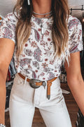 Paisley Mock Neck T Shirt With Stretchy Fit - Southern Shores Clothing
