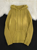 Cozy Ribbed Knit Hooded Sweater With Pocket - Southern Shores Clothing
