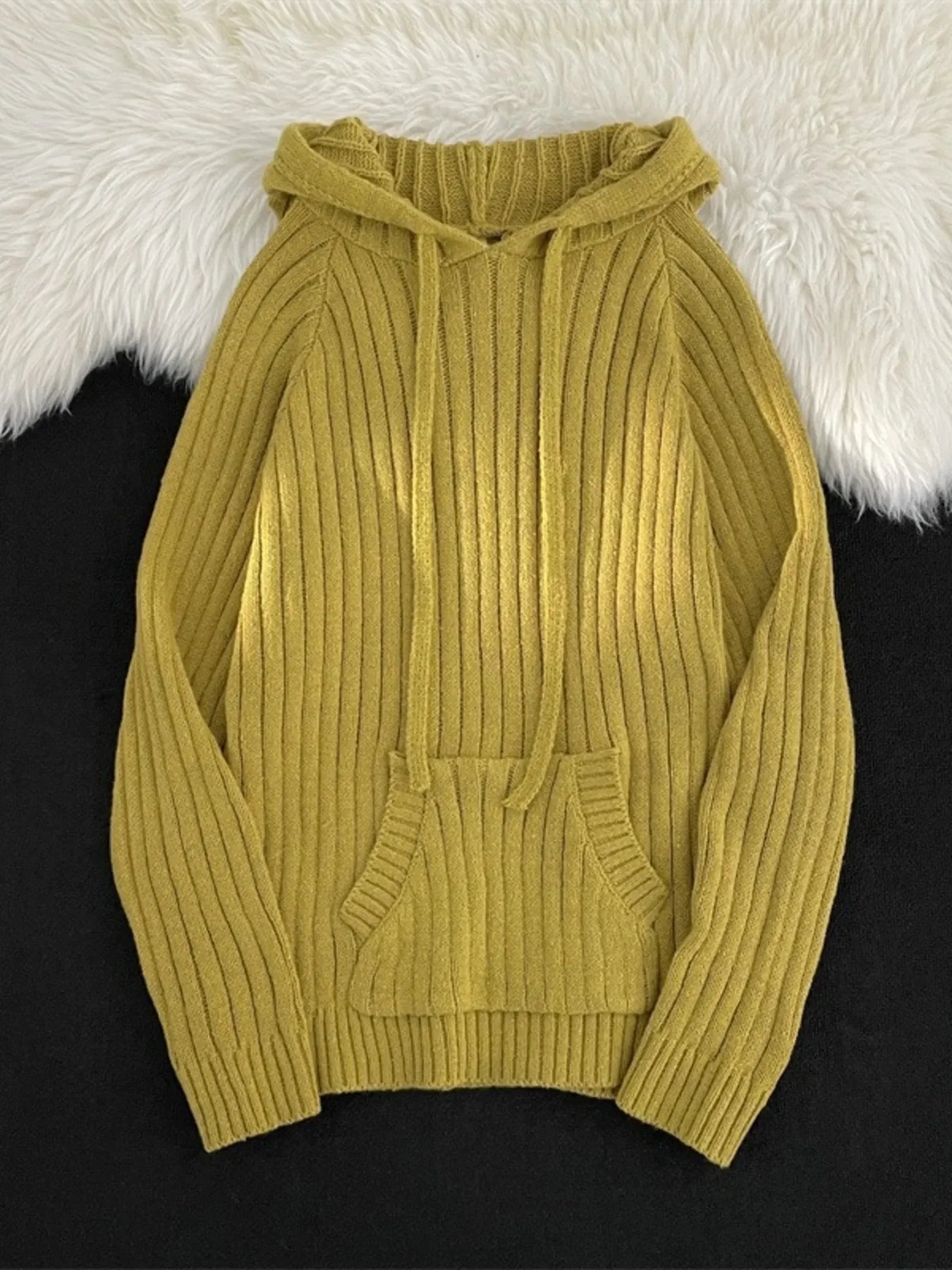 Cozy Ribbed Knit Hooded Sweater With Pocket - Southern Shores Clothing