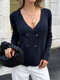 Double-Breasted Knit Cardigan With Buttoned Stretch - Southern Shores Clothing