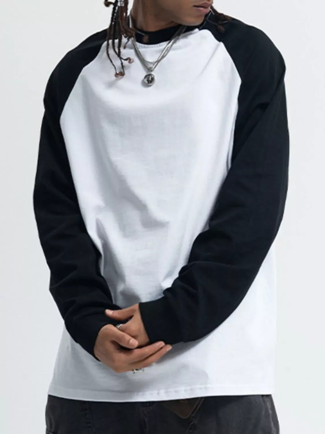 Stretch Round Neck Raglan Long Sleeve Cotton Blend T Shirt - Southern Shores Clothing