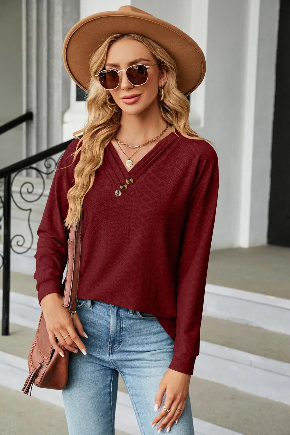 V-Neck Long Sleeve T-Shirt - Southern Shores Clothing