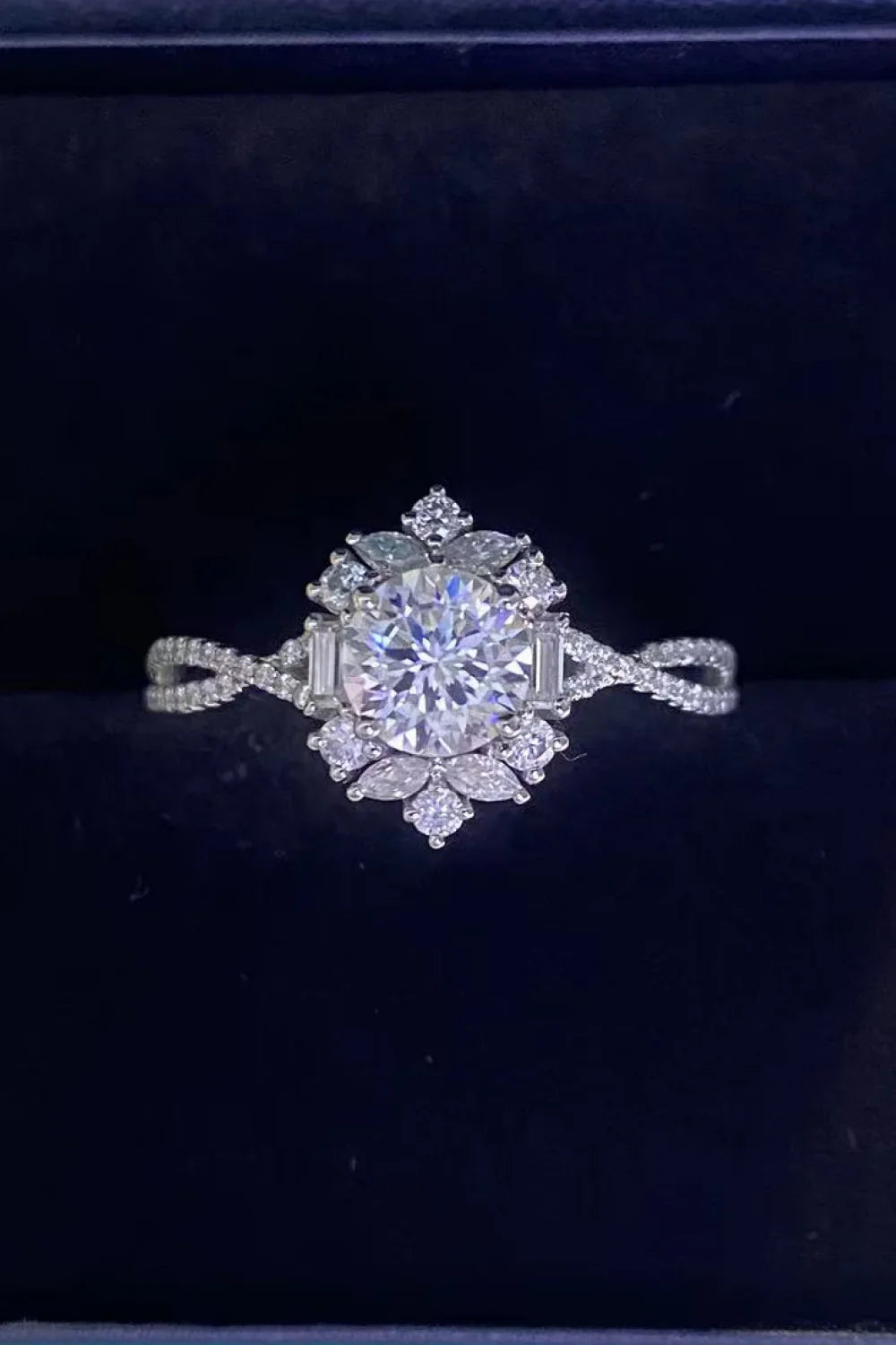 Floral 2 Carat Moissanite Crisscross Ring - Southern Shores Clothing